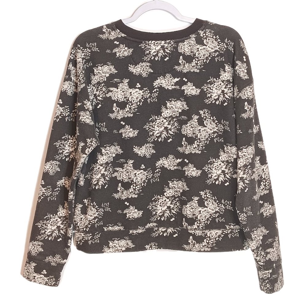 Universal Thread Floral Sweatshirt Womens Medium Gray Long Sleeve Casual Sweater - Picture 2 of 2